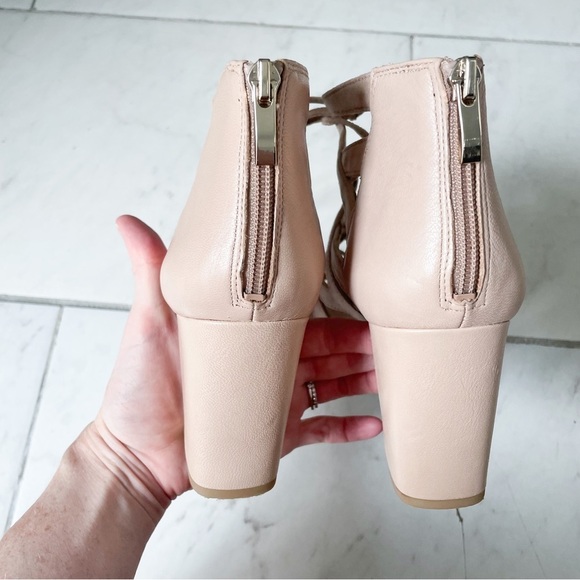 Franco SARTO Womens Lace Up Taupe Suede Heeled Dress Sandals Size 9.5 - Picture 6 of 12